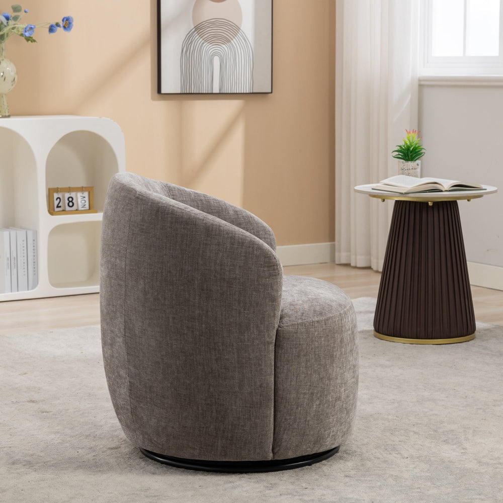 
                      
                        Chenille Swivel Accent Barrel Armchair, Gray
                      
                    
