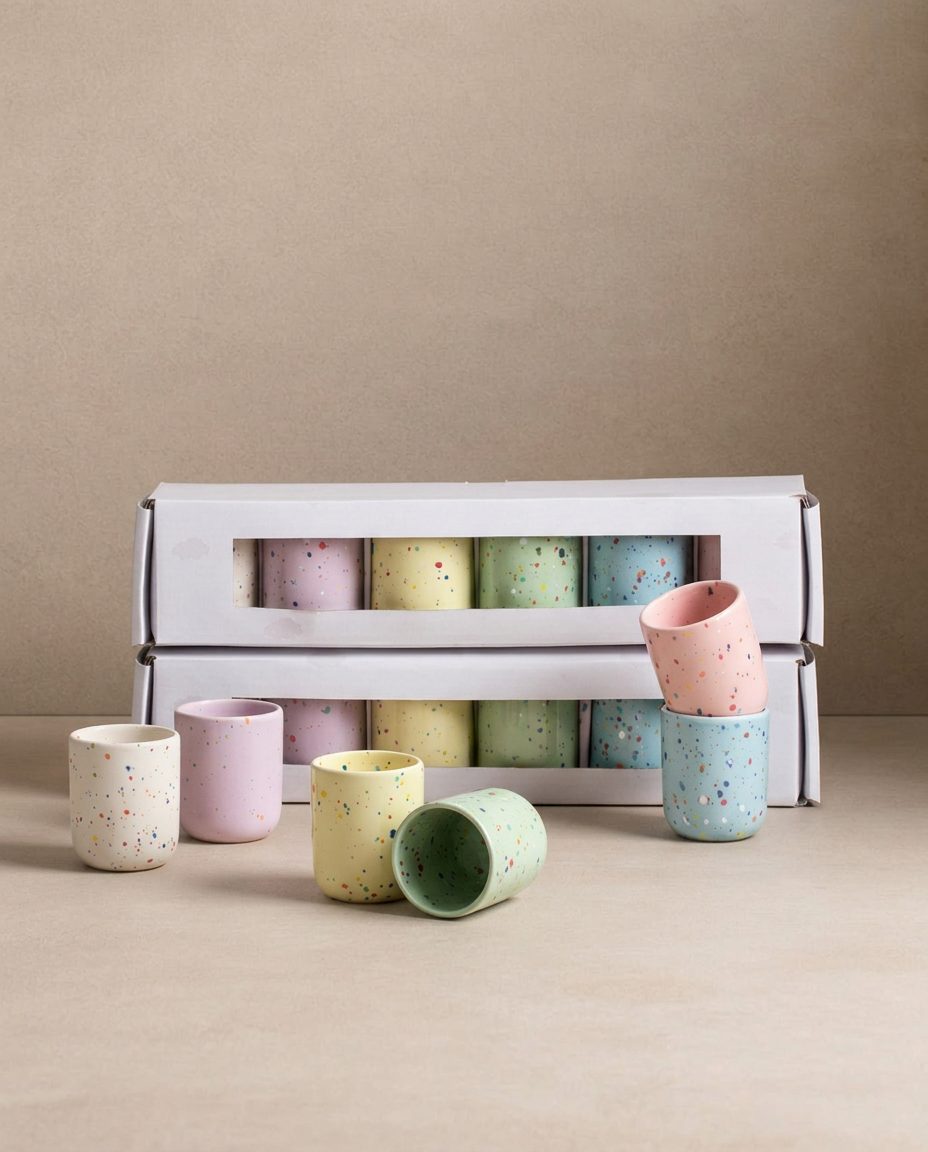 Egg Back Home Ceramic Espresso Cup & Egg Cup - Set of 6 | Party Collection Assorted Colors