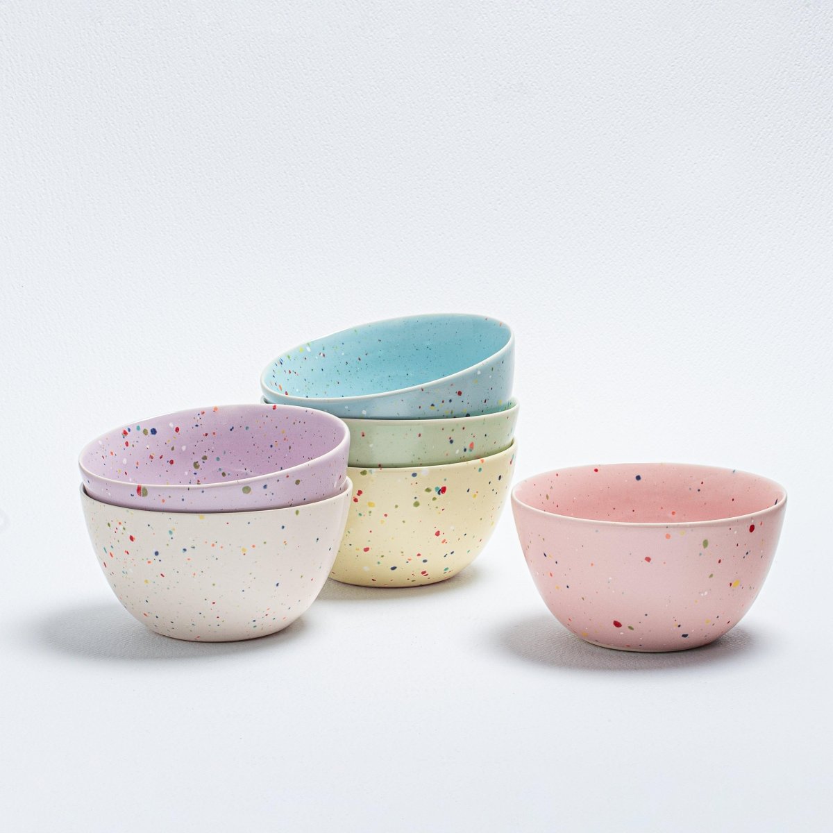Egg Back Home Multicolor Ceramic 6.5" Cereal Bowls Set of 6 - Party Collection