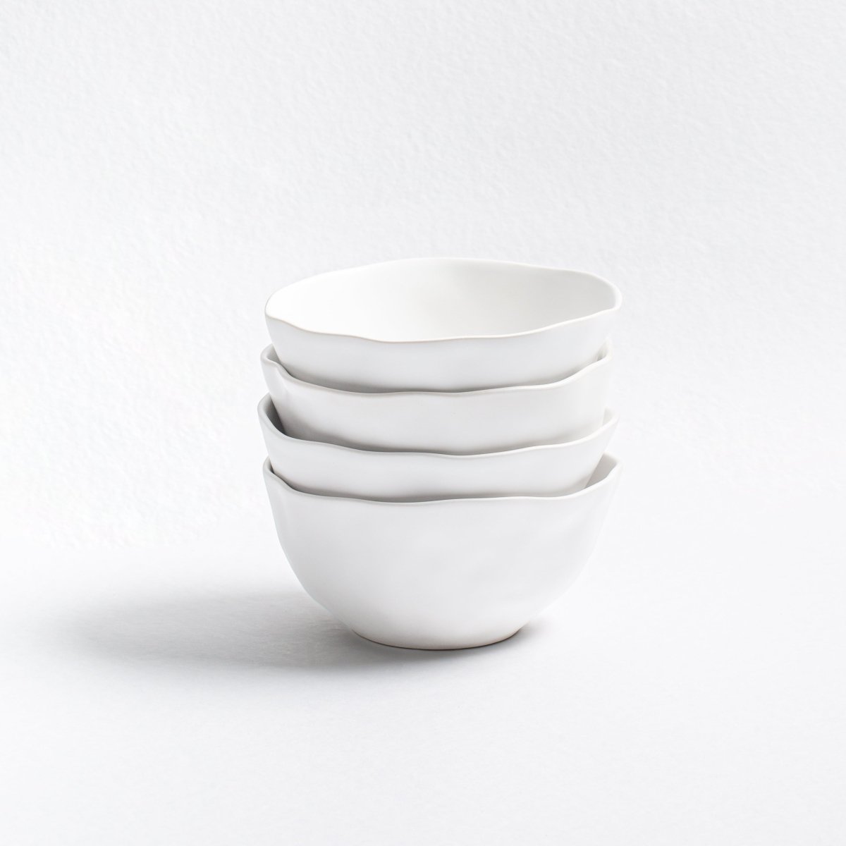 Egg Back Home Organic Nature Shape White 5.9" Ceramic Bowls, Set of 4