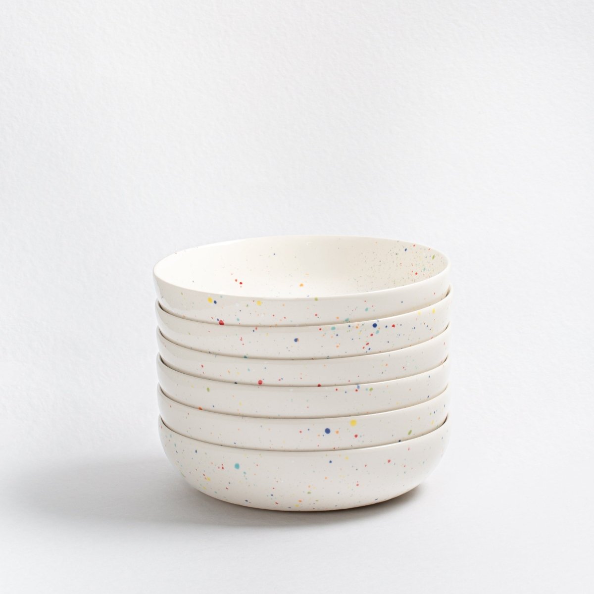 Egg Back Home Party Collection 8.3" Ceramic Pasta Plates, Set of 6 - White