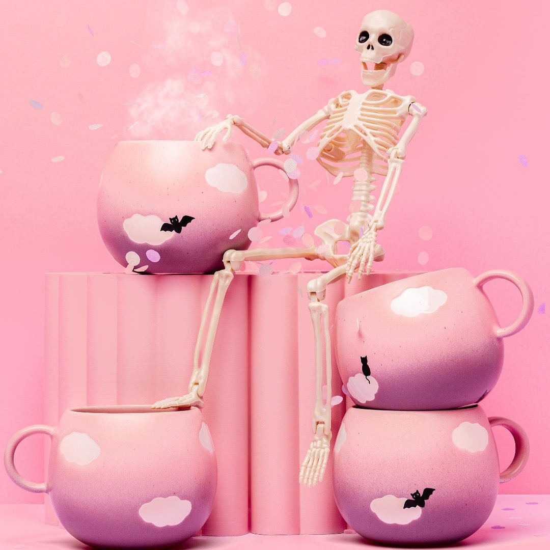 Egg Back Home Pink Cloud Party Ball Mug 17oz / 500ml - Halloween Bat