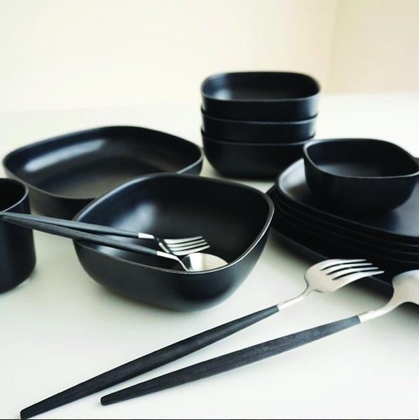 EKOBO Bamboo Cereal Bowl - 4 Piece Set - Black