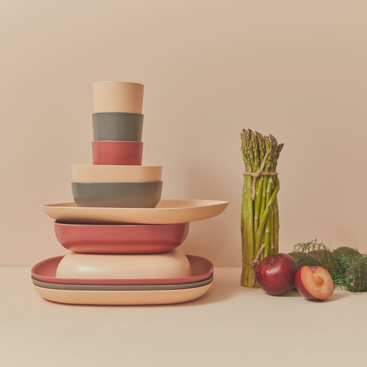 EKOBO Bamboo Medium Cup - 4 Piece Set - Smoke