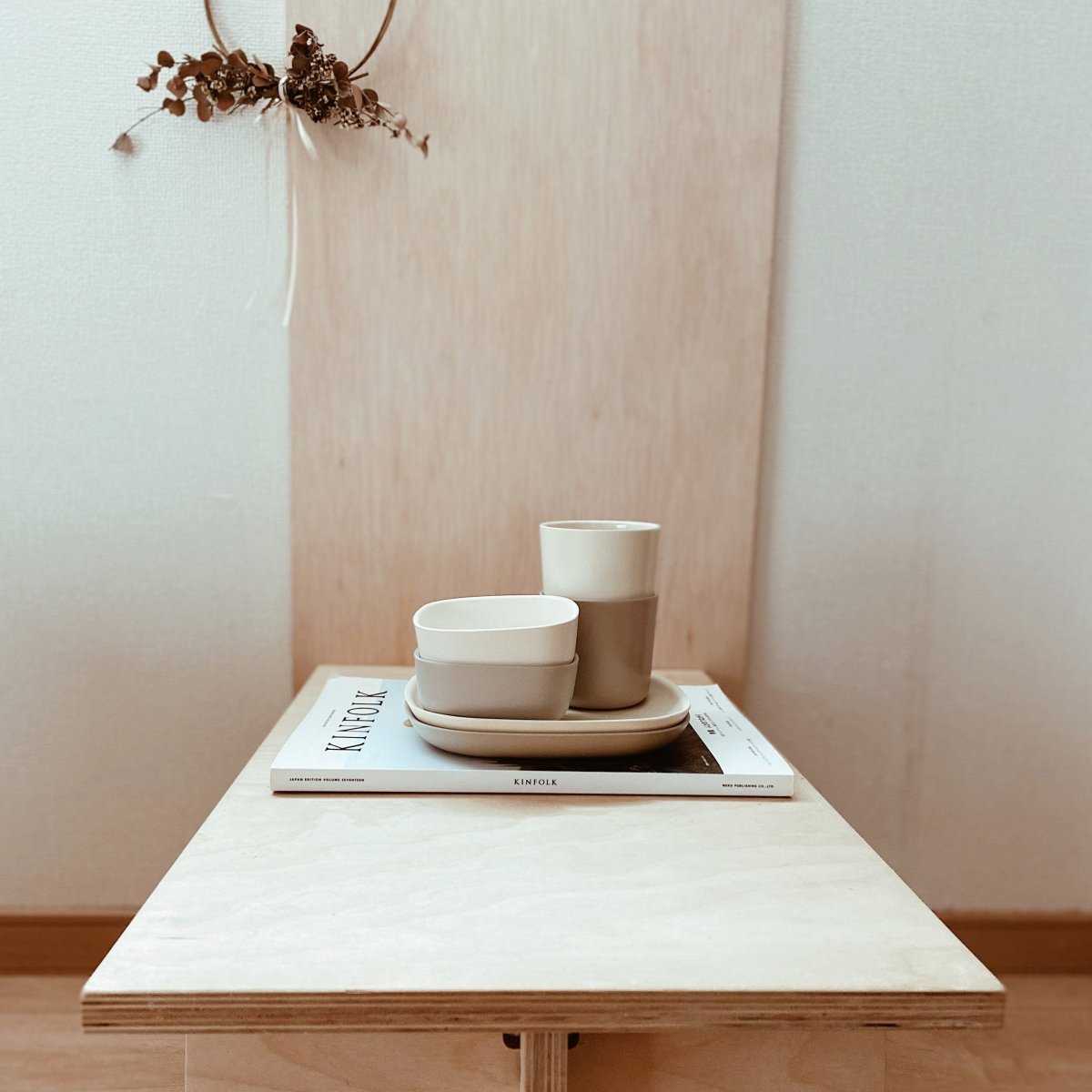 EKOBO Bamboo Medium Cup - 4 Piece Set - Stone