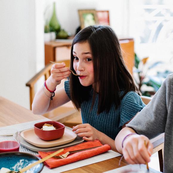 EKOBO Bamboo Medium Plate, 4 Piece Set - Stone