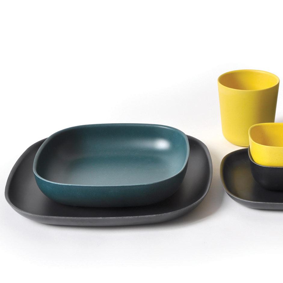 EKOBO Bamboo Pasta Bowl - 4 Piece Set - Blue Abyss