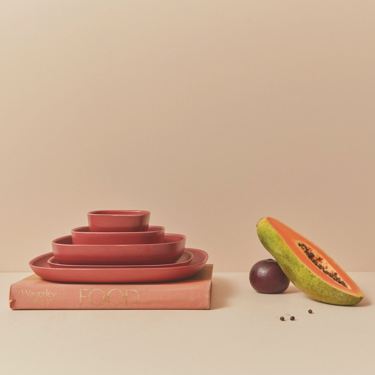 EKOBO Bamboo Pasta Bowl - 4 Piece Set - Spice