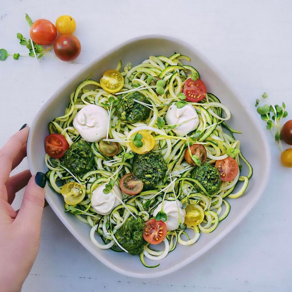 EKOBO Bamboo Pasta Bowl - 4 Piece Set - Stone