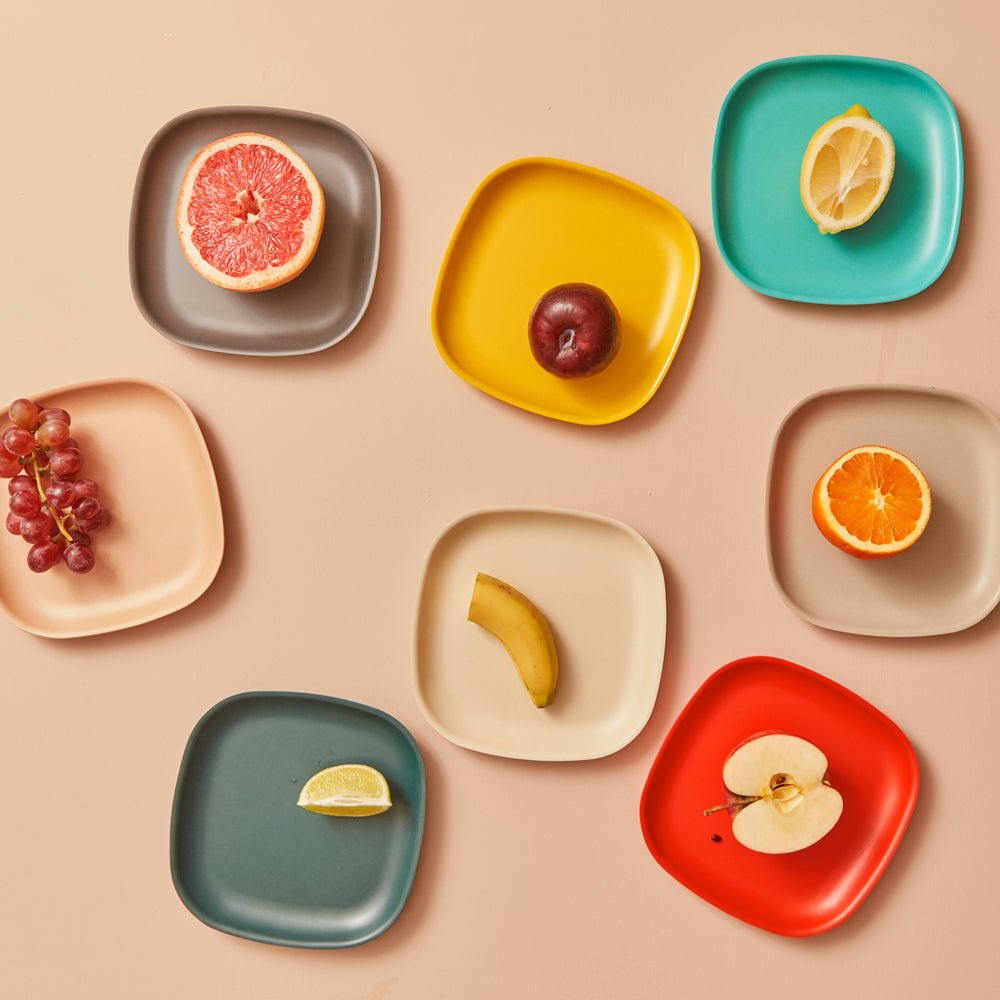 EKOBO Bamboo Side Plate - 4 Piece Set - Persimmon