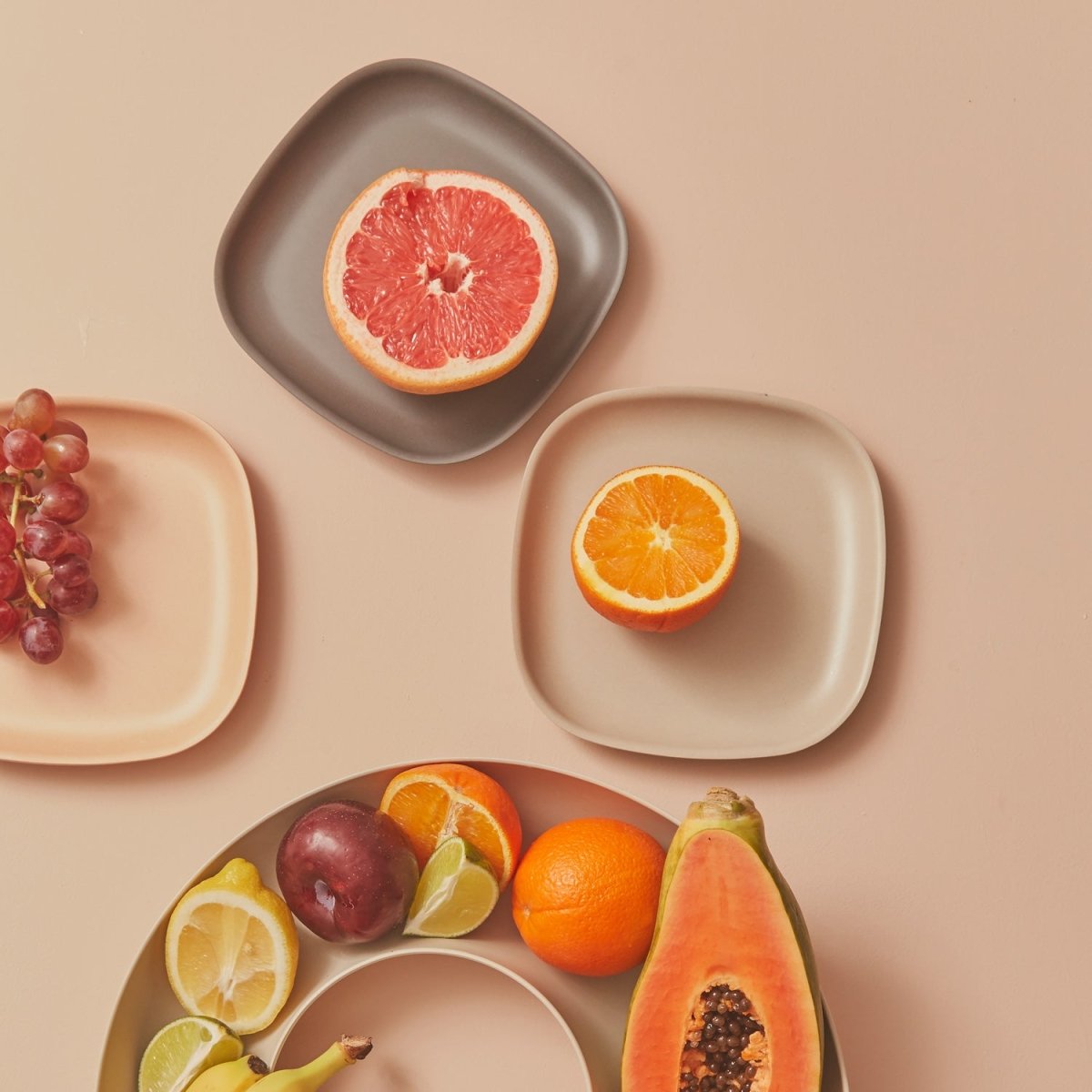 EKOBO Bamboo Side Plate - 4 Piece Set - Stone