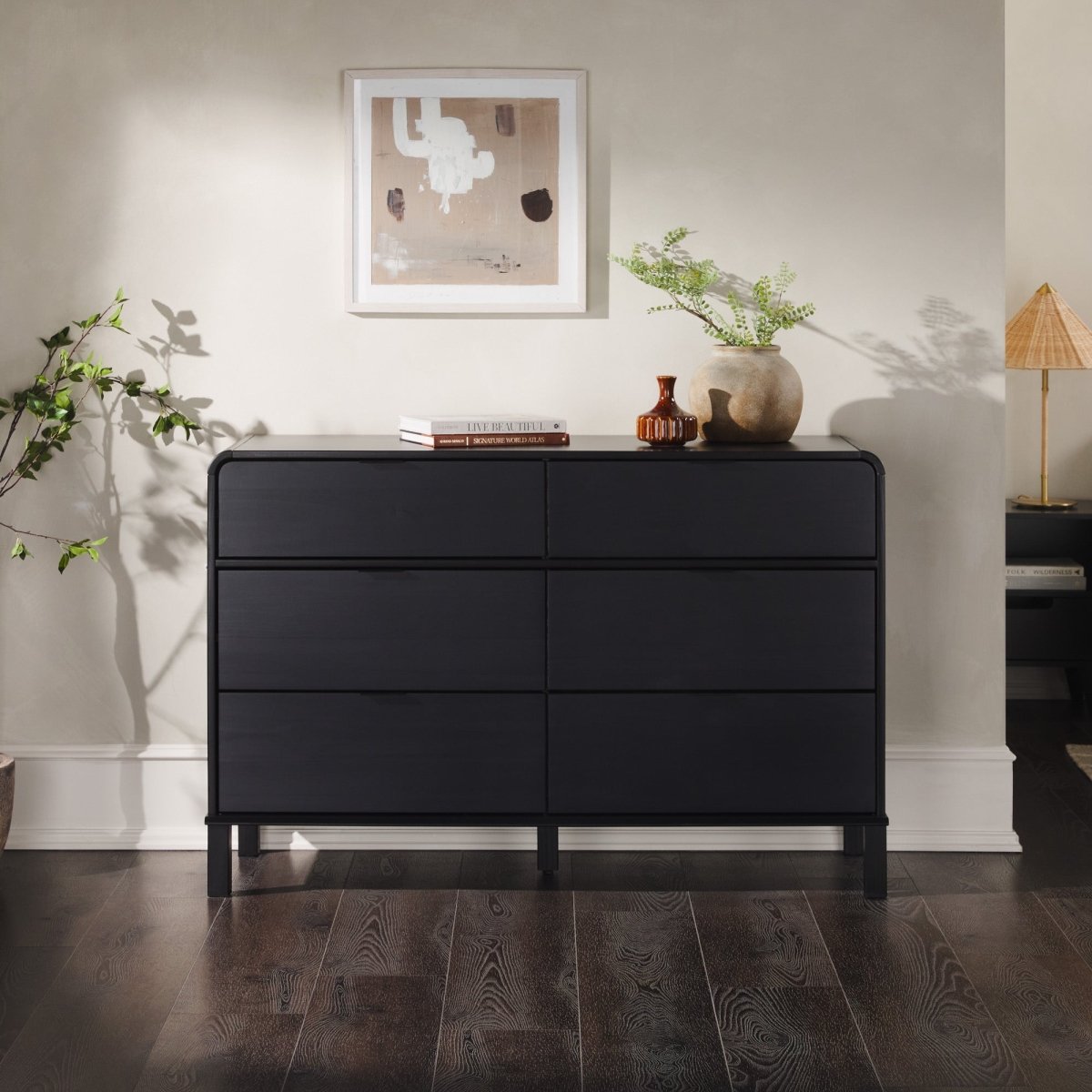 Walker Edison Elias 6 - Drawer Contemporary Dresser with Curved Top - lily & onyx