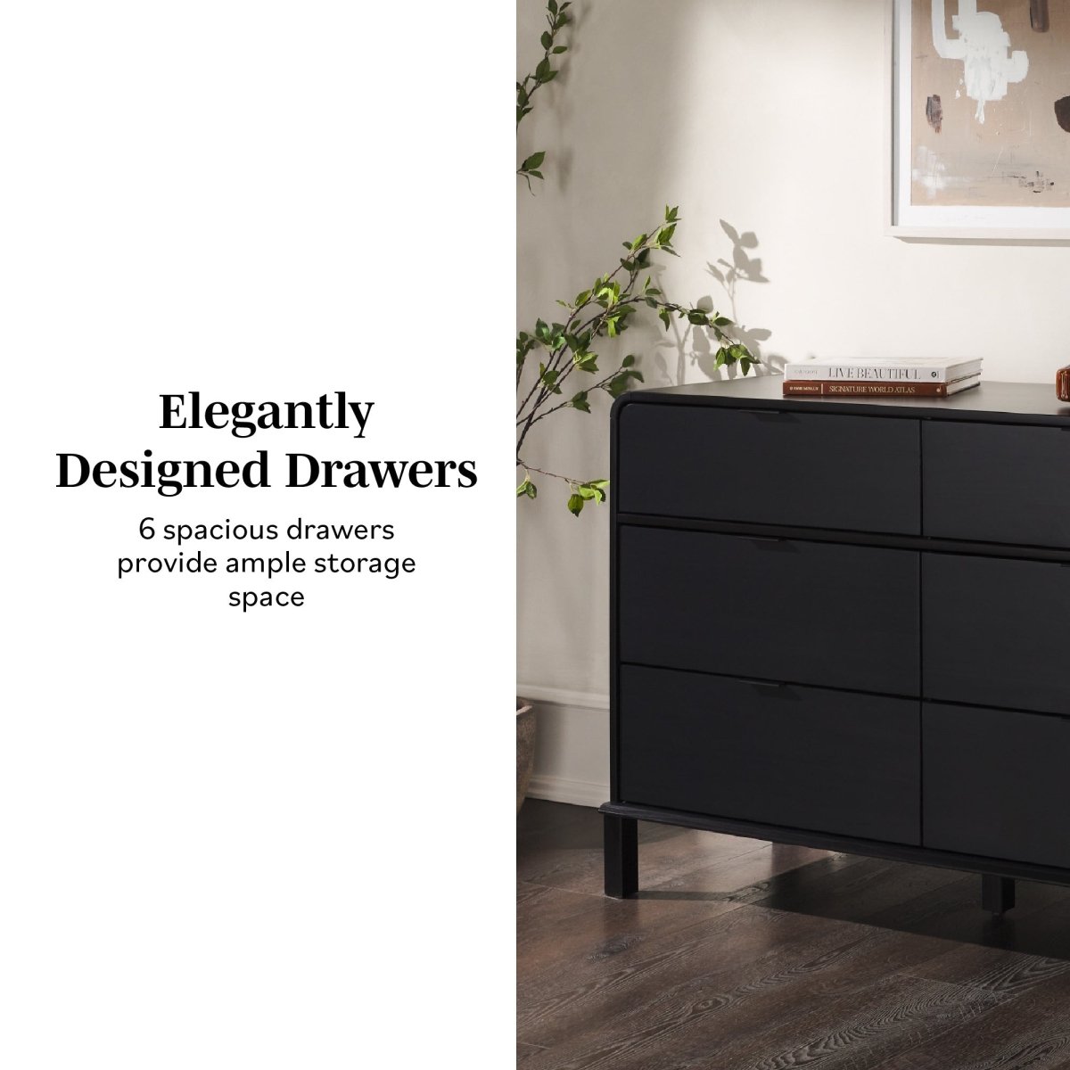 Walker Edison Elias 6 - Drawer Contemporary Dresser with Curved Top - lily & onyx