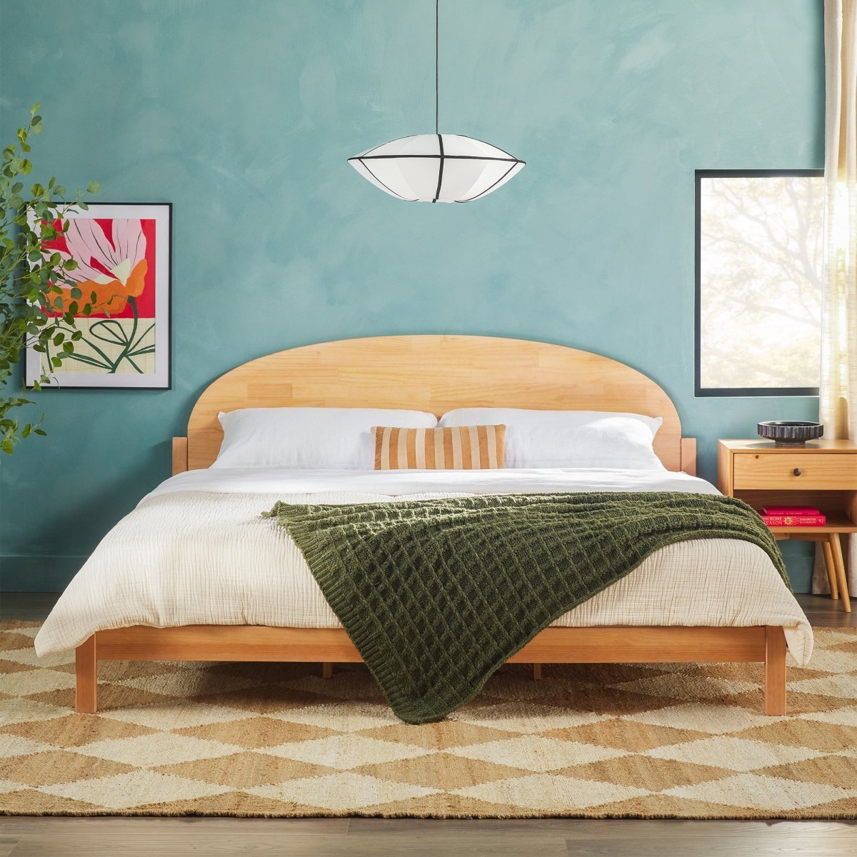 Walker Edison Elias Solid Wood Bed with Arched Headboard - lily & onyx