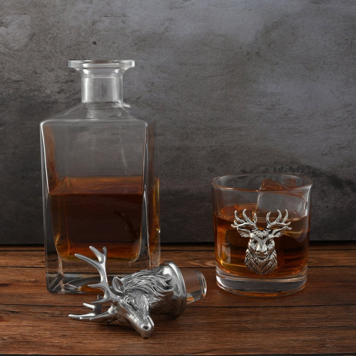 Arthur Court Designs Elk Deer Bust Decanter Set with Glasses - lily & onyx