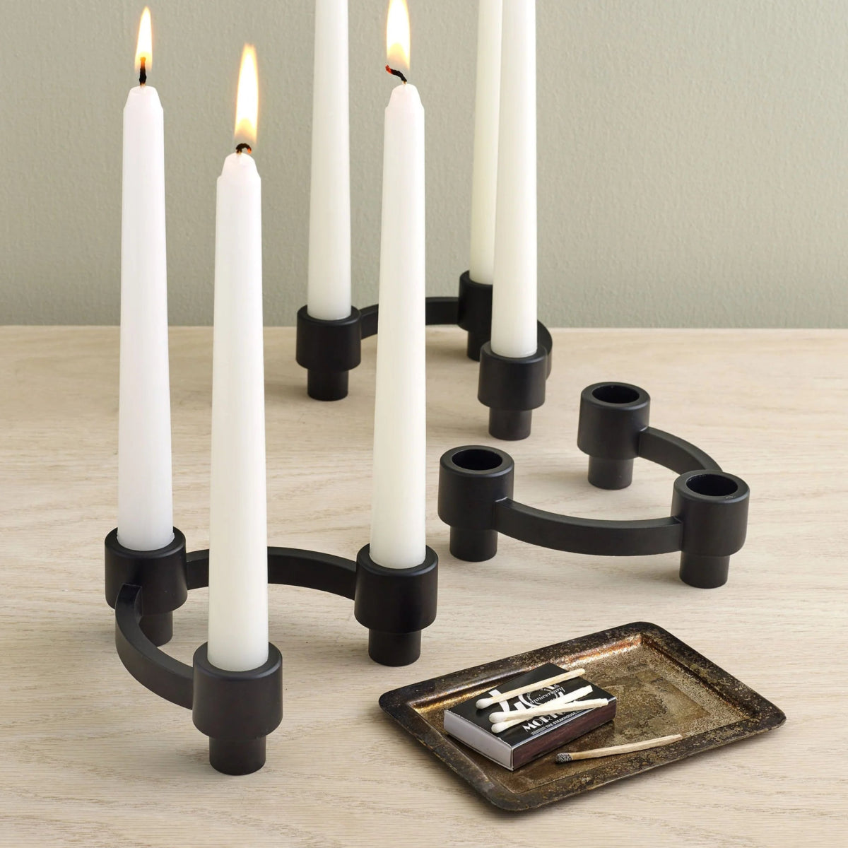 texxture Eos Matte Black Aluminum Candle Holder, Set of 5 - lily & onyx