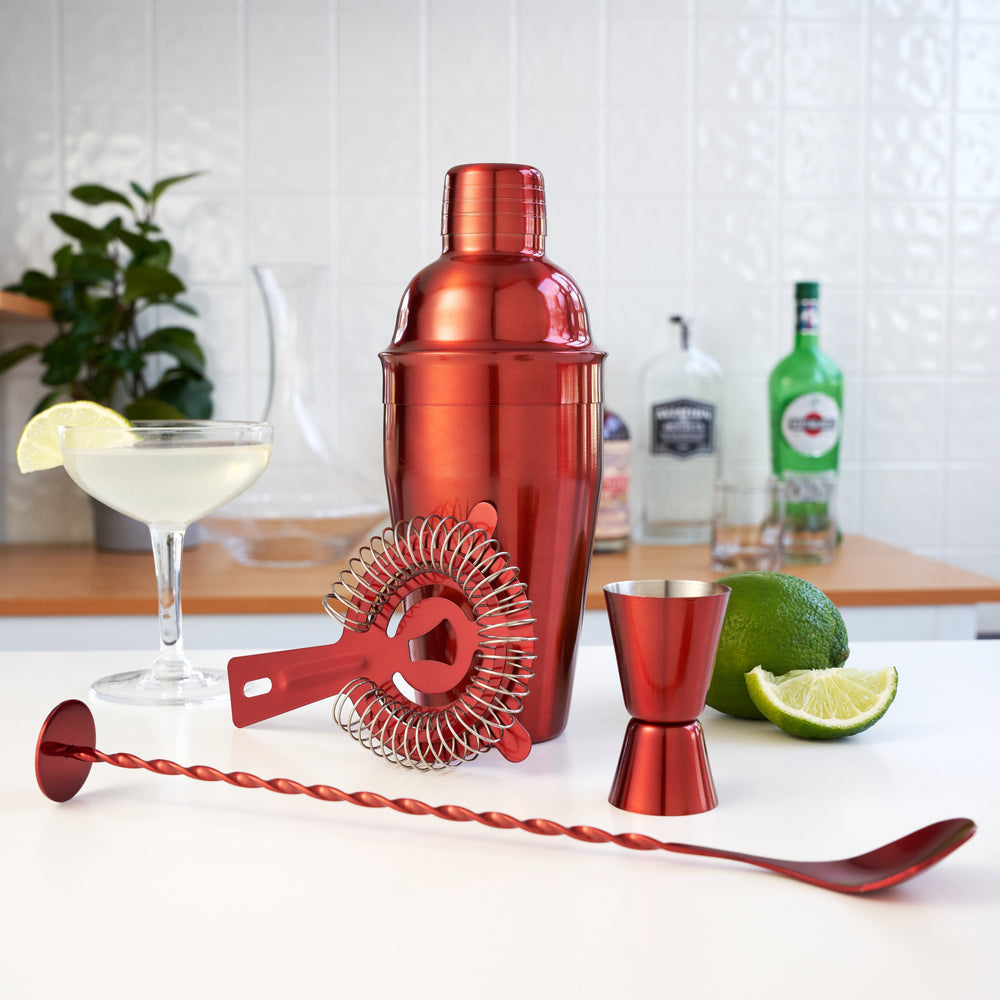 4-Piece Mixologist Barware Set, Red