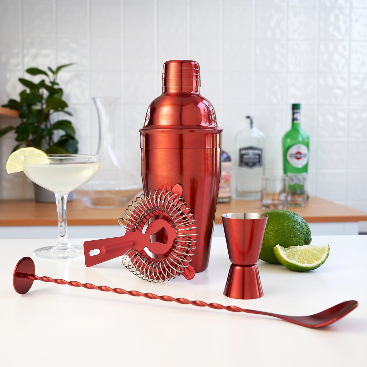 4-Piece Mixologist Barware Set, Red