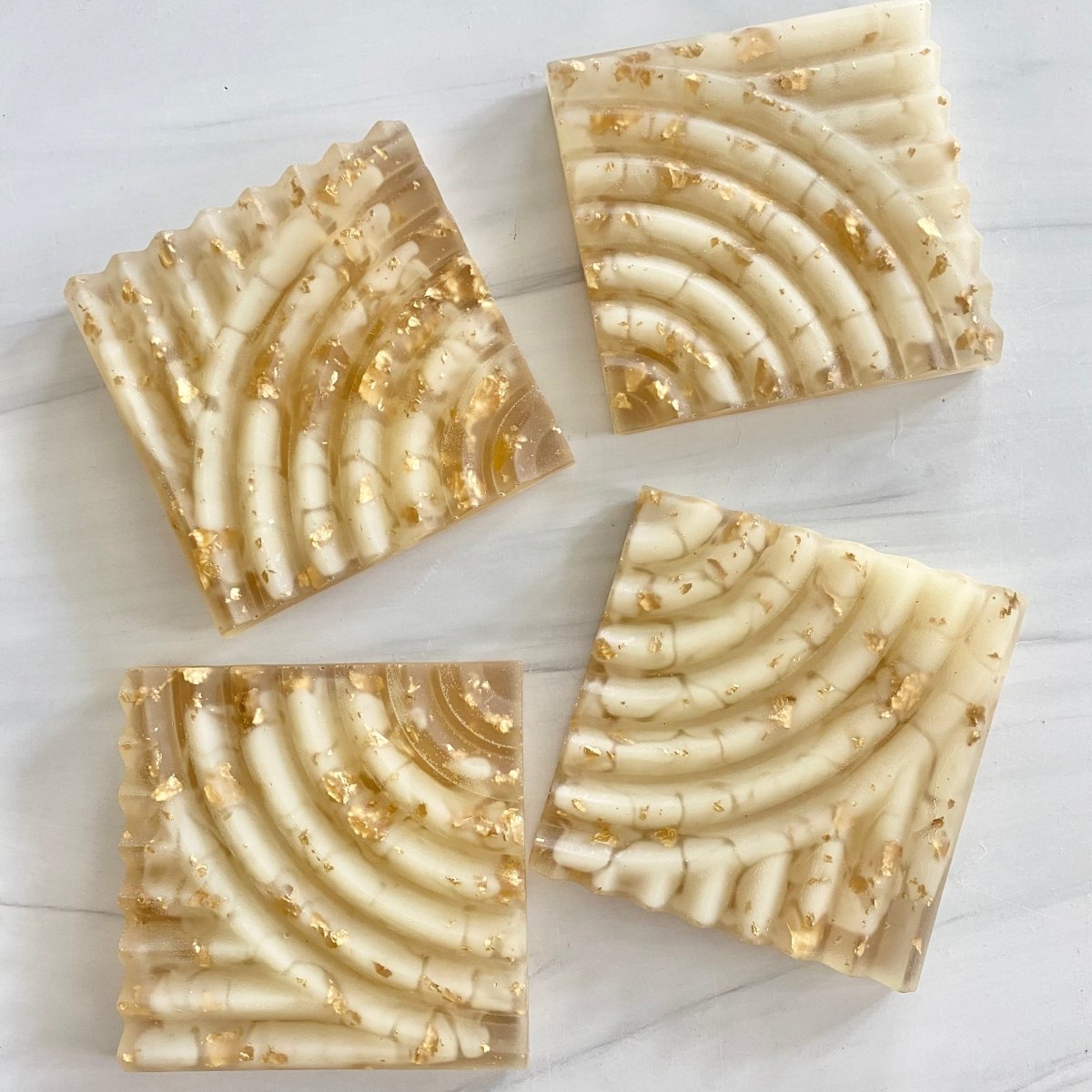 esselleSF Solis Epoxy Resin Gold Flake Minimal Abstract Design Coaster - Set of 4