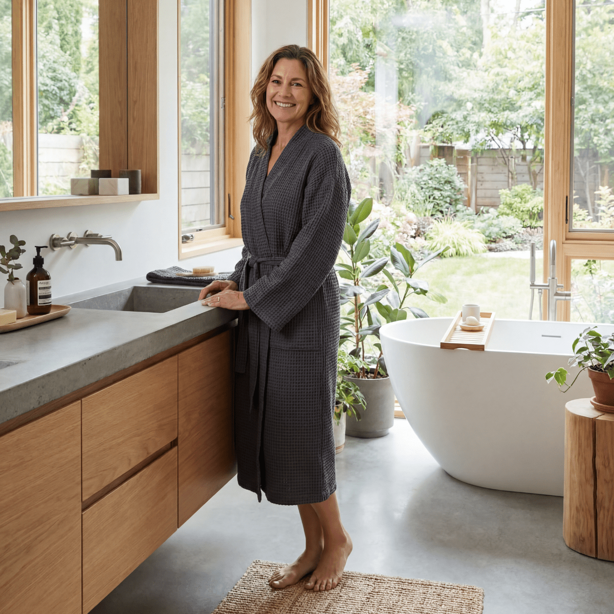 ettitude Bamboo Waffle Bathrobe | Hypoallergenic Unisex Robe