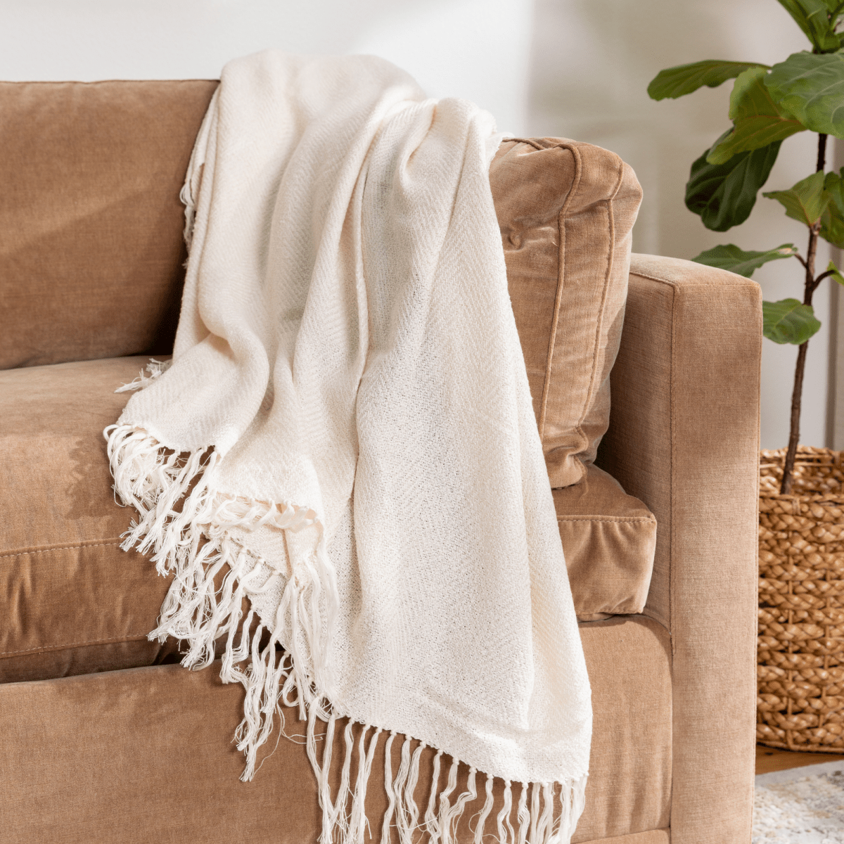 ettitude Hand - Loomed Bouclé Throw Blanket | Artisan Woven, PETA - Approved Vegan, 50x70"
