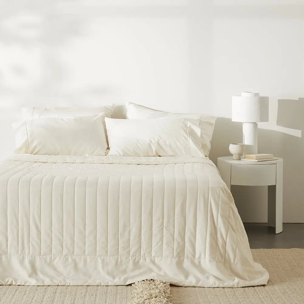 ettitude Linen+ Bamboo Hemp Quilted Coverlet | Eco - Luxe Bedding