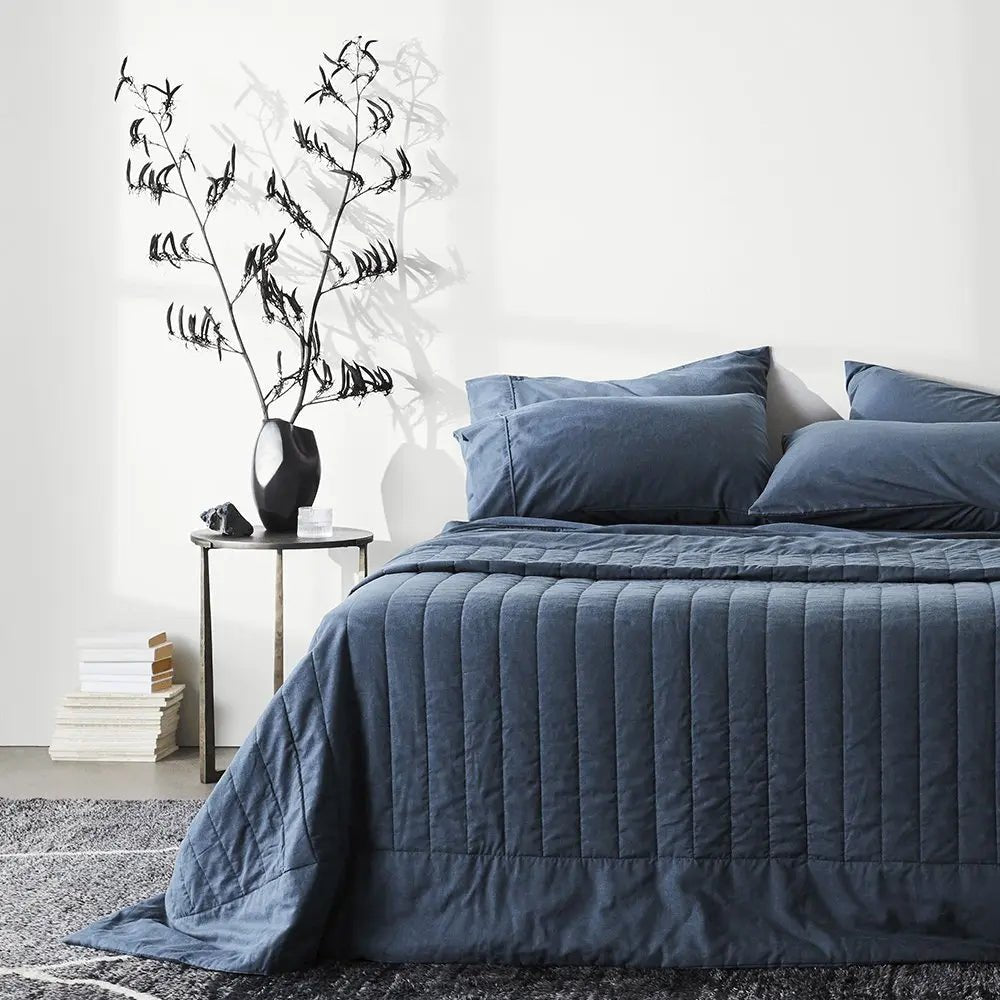 ettitude Linen+ Bamboo Hemp Quilted Coverlet | Eco - Luxe Bedding