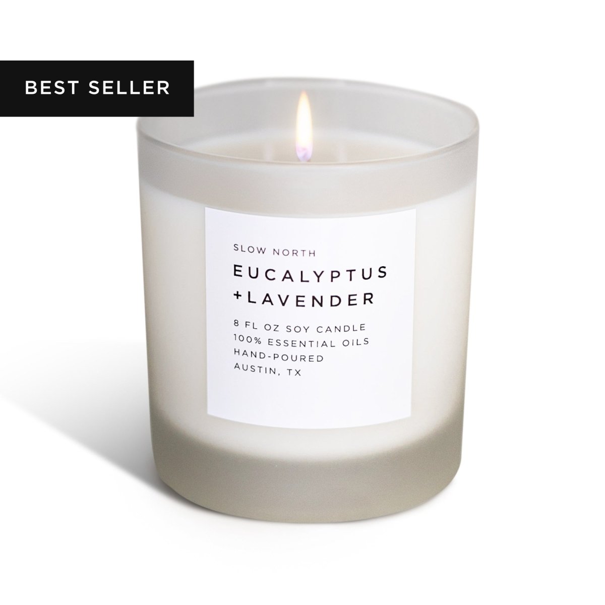 Slow North Eucalyptus + Lavender Frosted Candle, 8 oz - lily & onyx