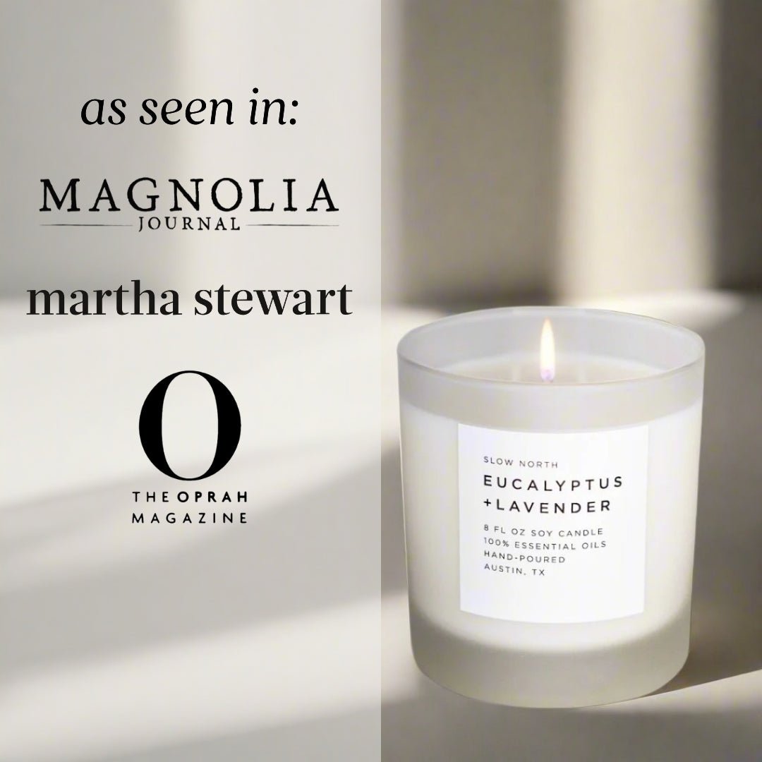Slow North Eucalyptus + Lavender Frosted Candle, 8 oz - lily & onyx