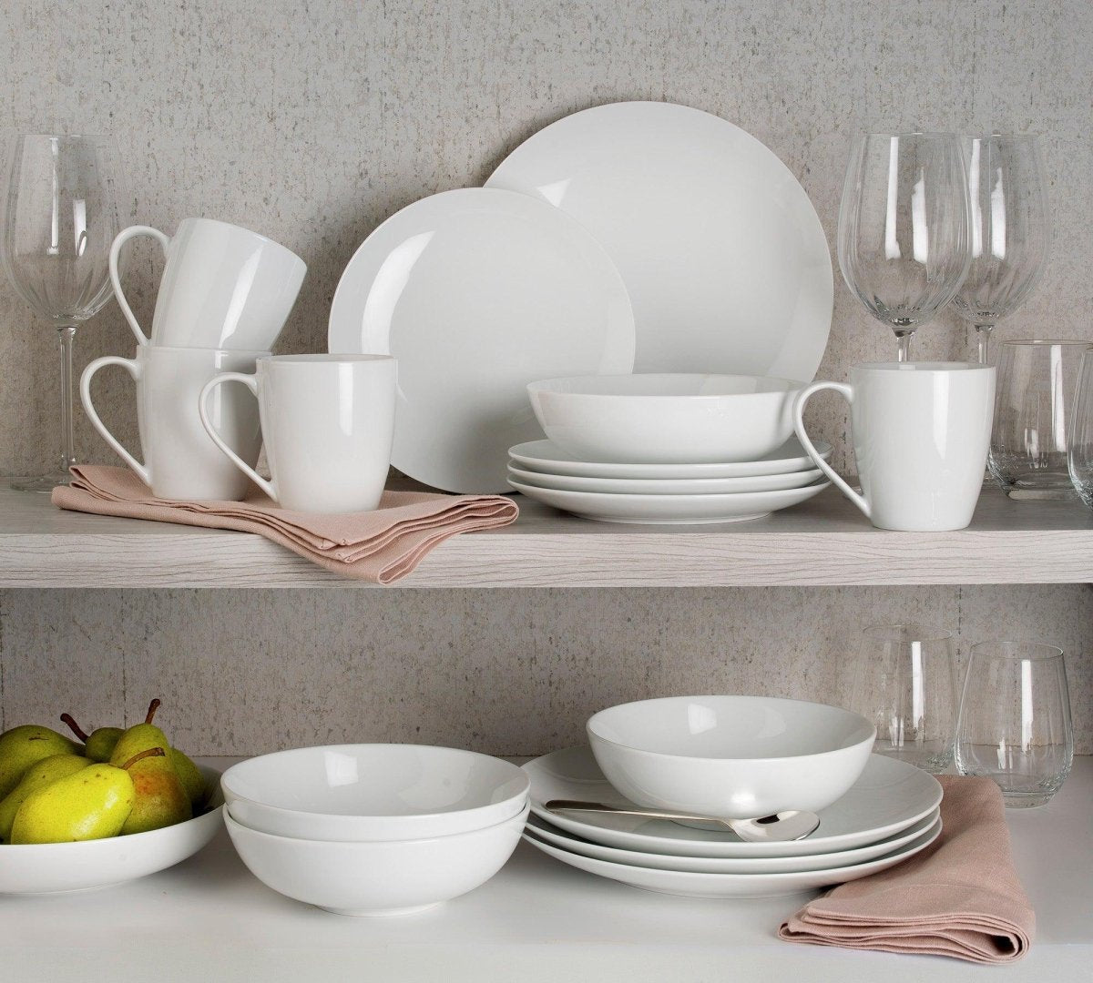 Euro Ceramica Claire 16 Piece Porcelain Dinnerware Set - White Coupe Style
