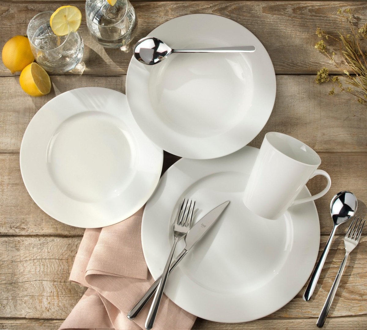 Euro Ceramica Claire 16 Piece Porcelain Dinnerware Set - White Minimalist Design