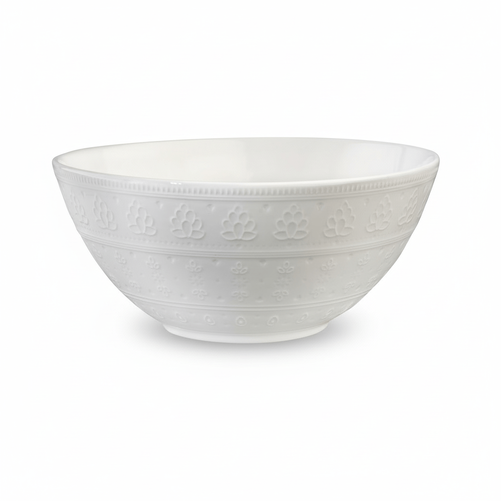 Euro Ceramica Fez 10" White Stoneware Serving Bowl - Glossy Glaze