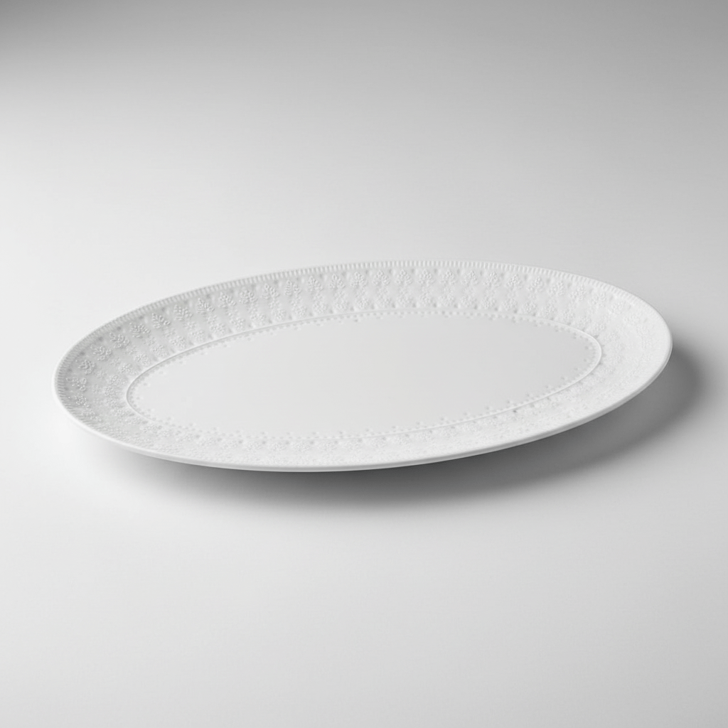 Euro Ceramica Fez Oval Serving Platter, White