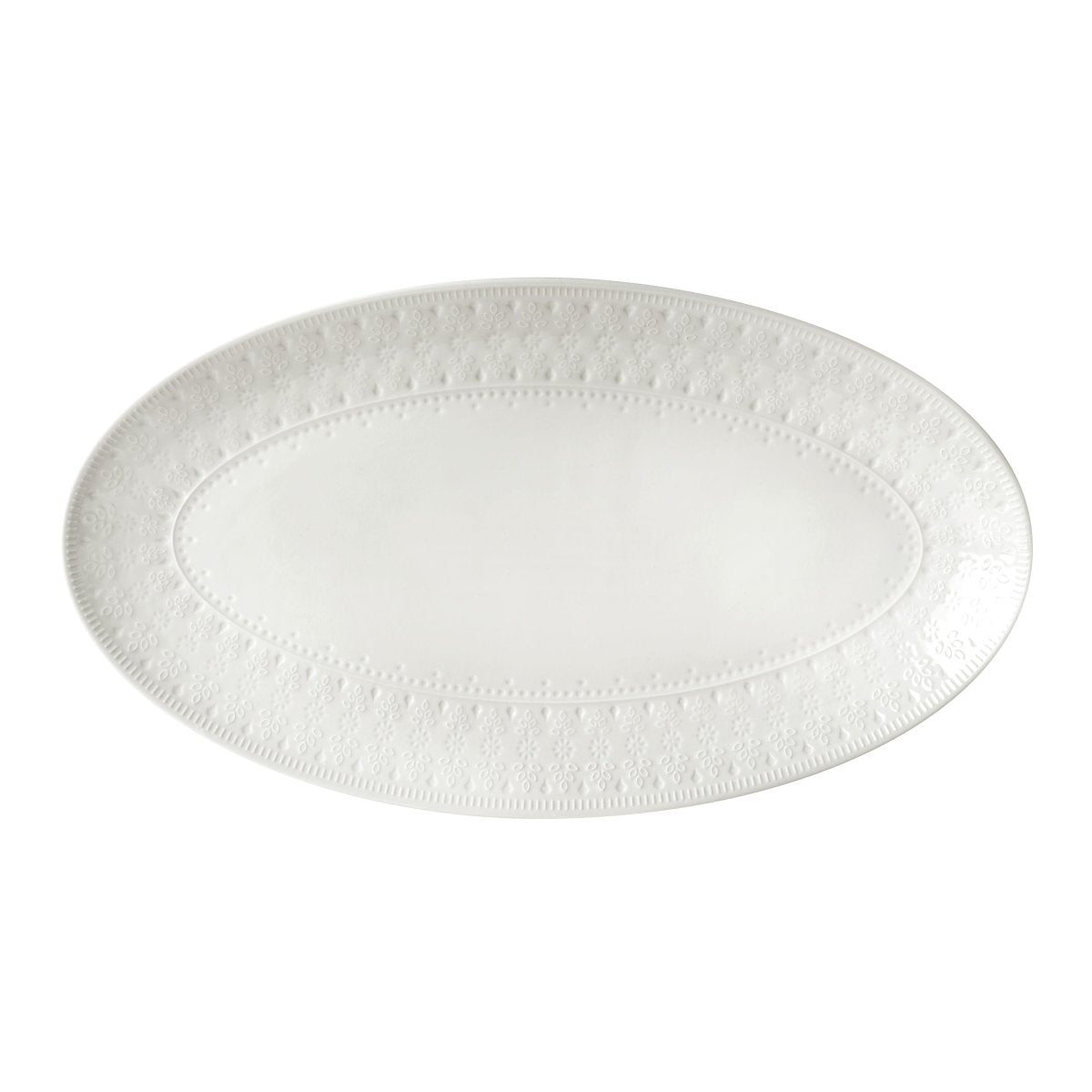 Euro Ceramica Fez Oval Serving Platter, White
