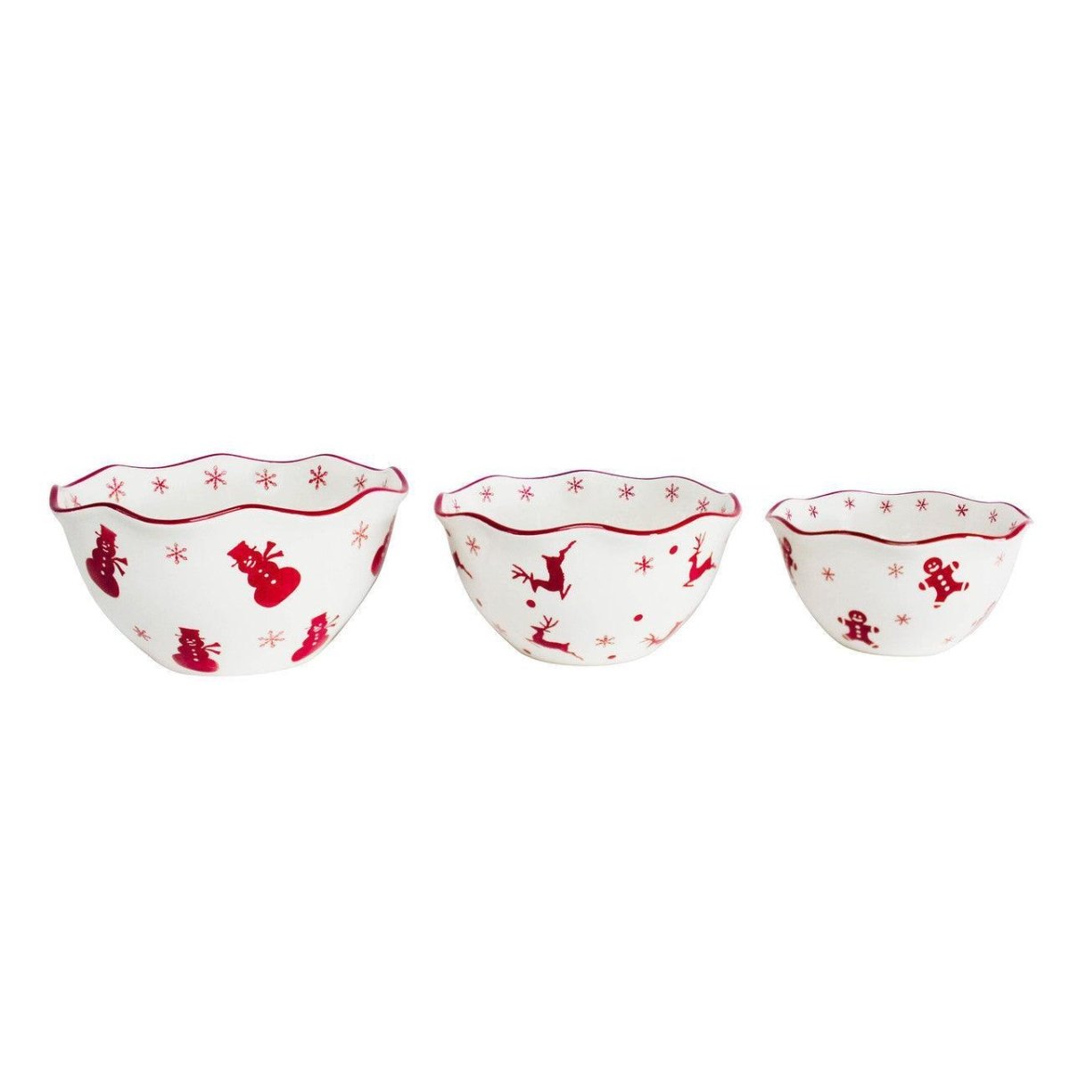 Euro Ceramica Winterfest 3 - Piece Nesting Serving Bowl Set