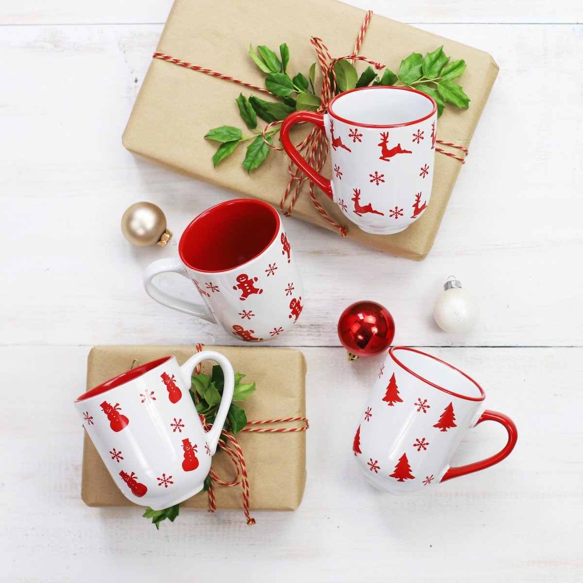 Euro Ceramica Winterfest 4 - Piece Assorted Holiday Mug Set