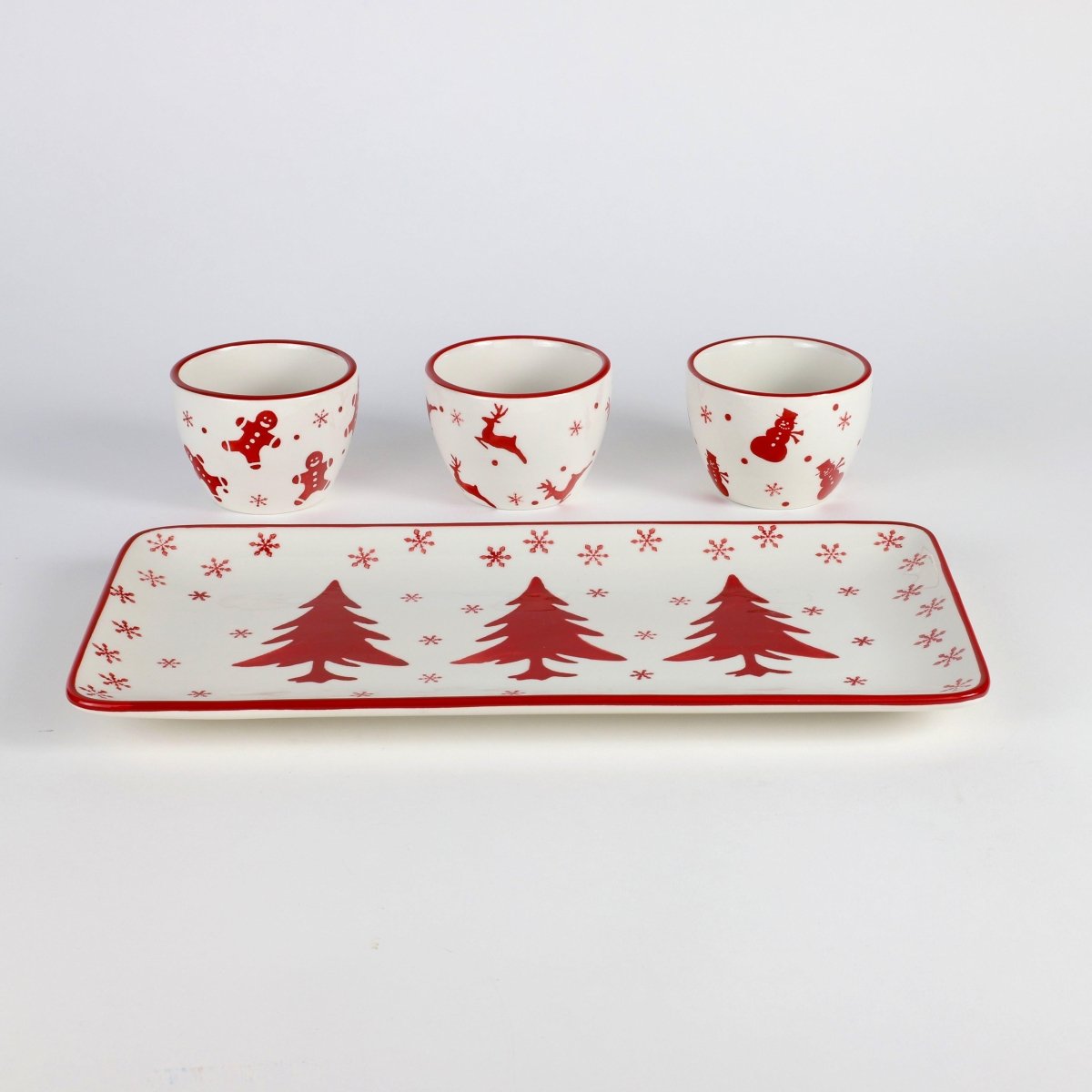 Euro Ceramica Winterfest 4 - Piece Holiday Entertainment Tray & Bowl Set