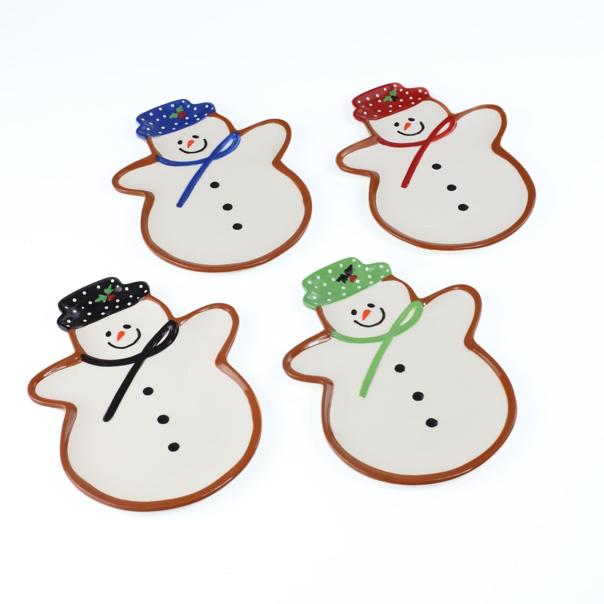 Euro Ceramica Winterfest Snowman Plates, Set of 4