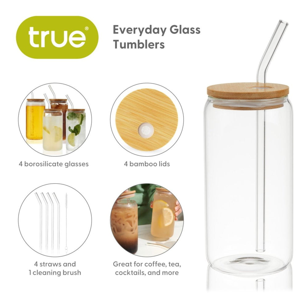 
                      
                        True Everyday Glass Tumblers with Lid & Straw, Set of 4 - lily & onyx
                      
                    