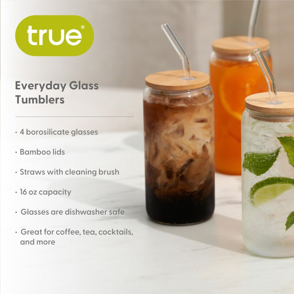 
                      
                        True Everyday Glass Tumblers with Lid & Straw, Set of 4 - lily & onyx
                      
                    