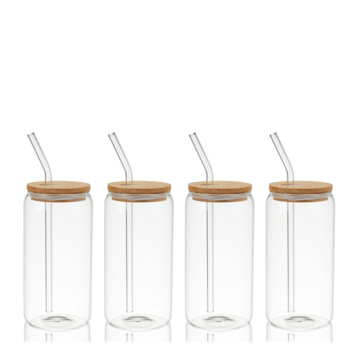 True Everyday Glass Tumblers with Lid & Straw, Set of 4 - lily & onyx