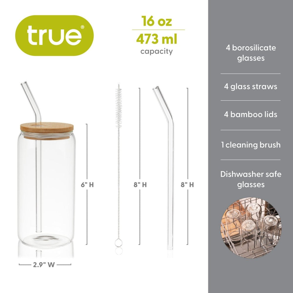 
                      
                        True Everyday Glass Tumblers with Lid & Straw, Set of 4 - lily & onyx
                      
                    