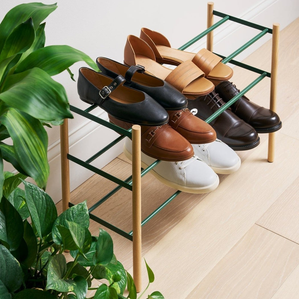 
                      
                        Yamazaki Home Expandable Forest Green Steel Shoe Rack, 18" H - lily & onyx
                      
                    
