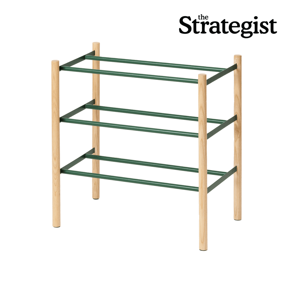 Yamazaki Home Expandable Forest Green Steel Shoe Rack, 18" H - lily & onyx