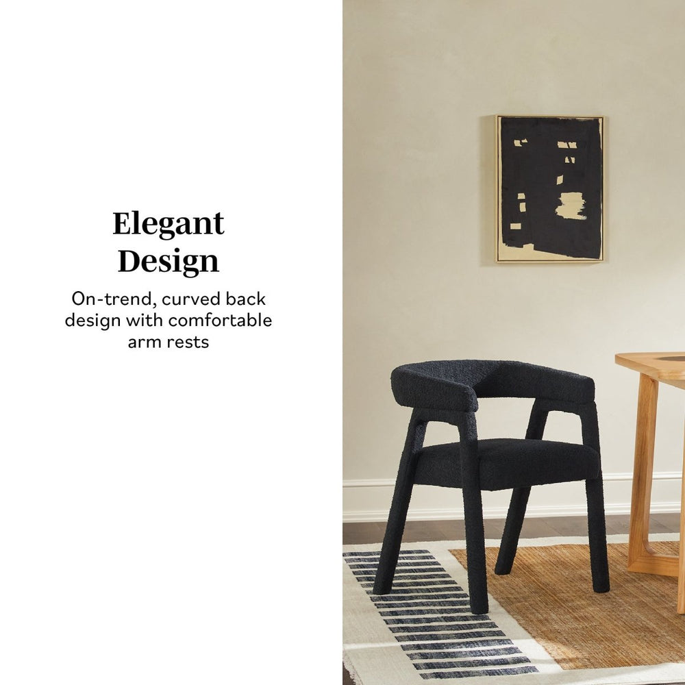 Walker Edison Ezra Modern Boucle Rounded Back Dining Chair, Set of 2 - lily & onyx