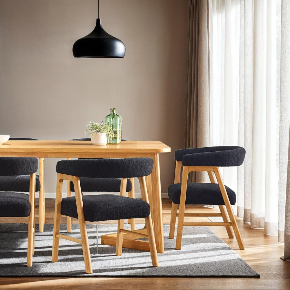 Walker Edison Ezra Modern Curved Back Dining Chair with Boucle Upholstery, Set of 2 - lily & onyx