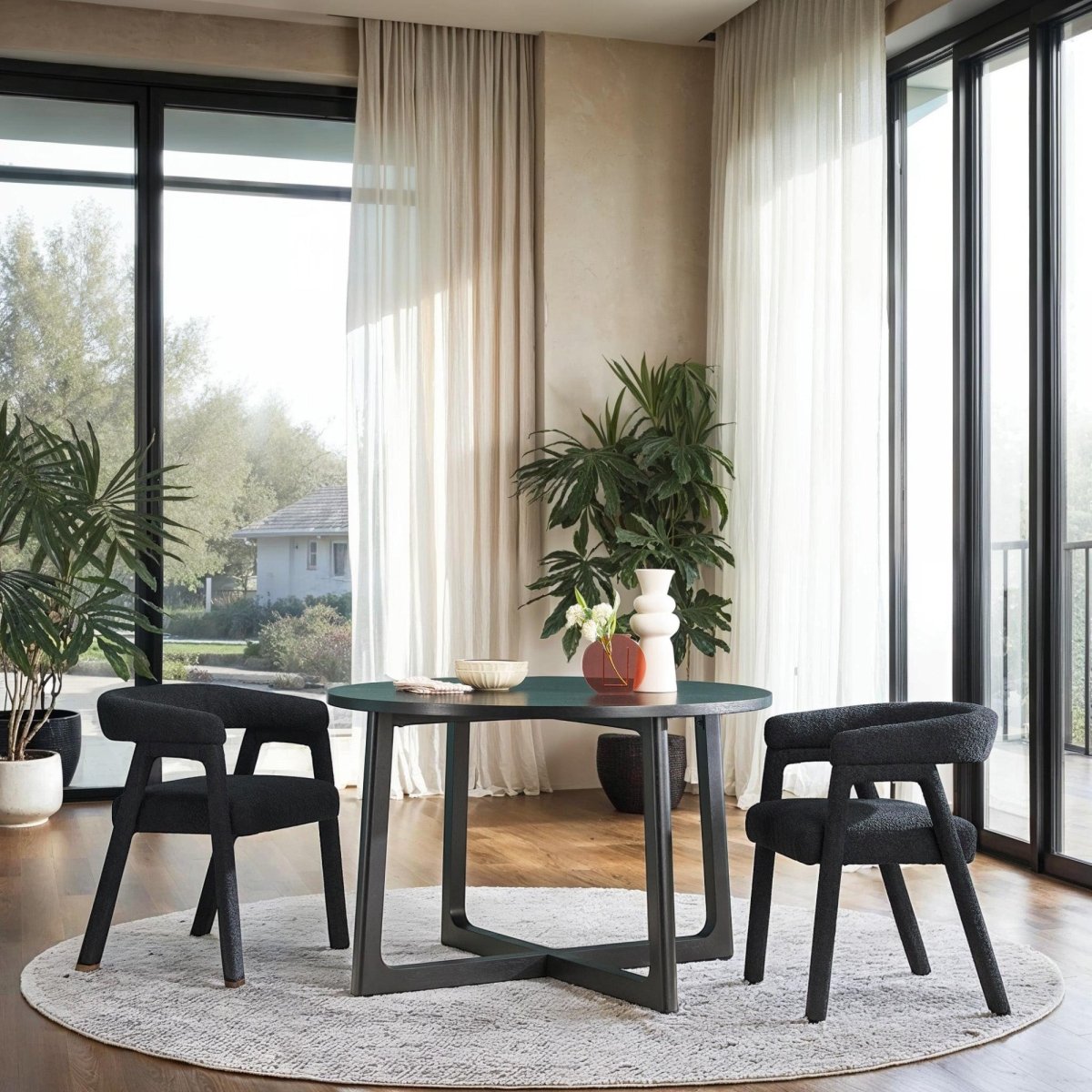 Walker Edison Ezra Modern Dining Room Round Table for 4 - lily & onyx