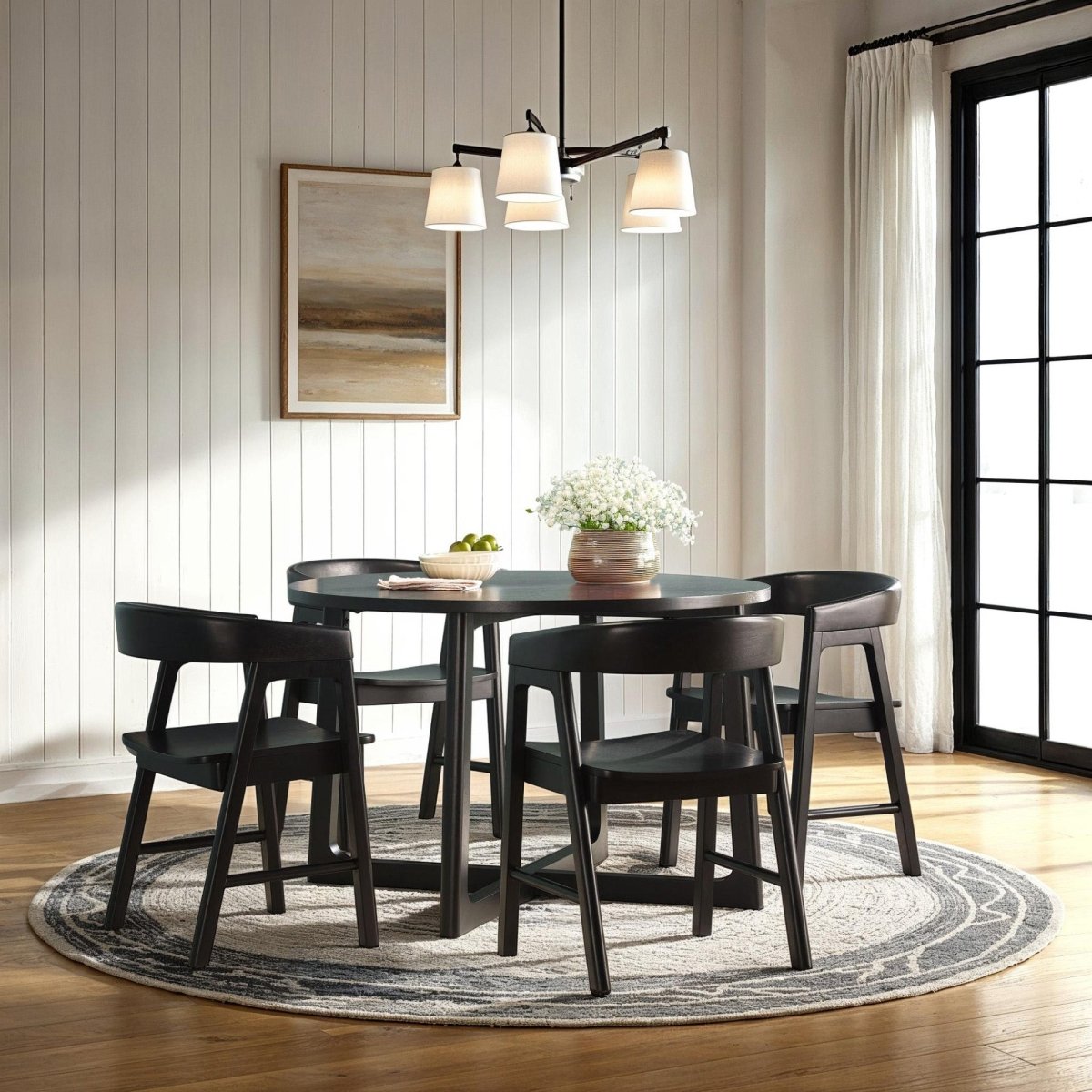 Walker Edison Ezra Modern Solid Wood Rounded Back Dining Chair, Set of 2 - lily & onyx