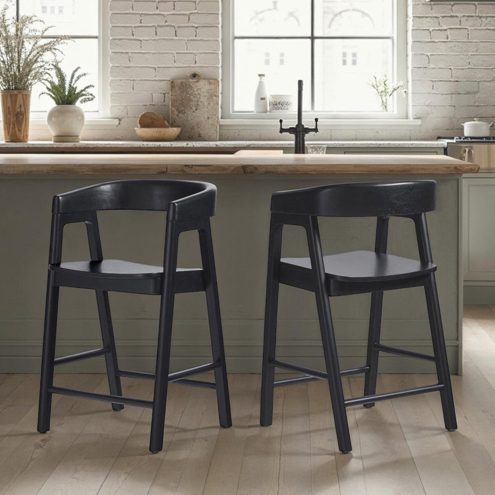 Walker Edison Ezra Modern Solid Wood Rounded Back Single Counter Stool - lily & onyx