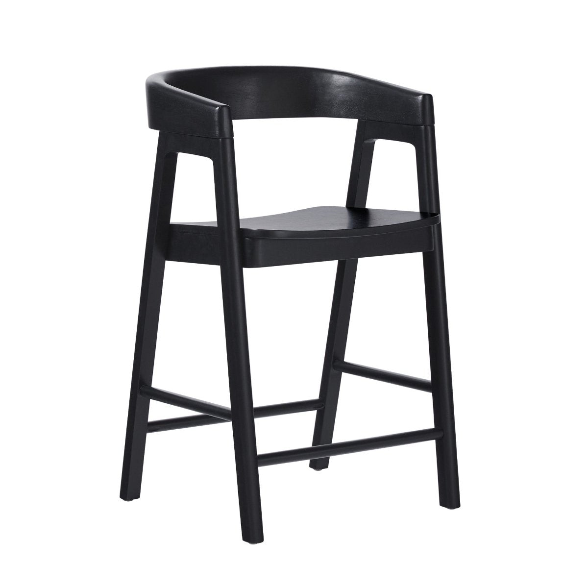 Walker Edison Ezra Modern Solid Wood Rounded Back Single Counter Stool - lily & onyx